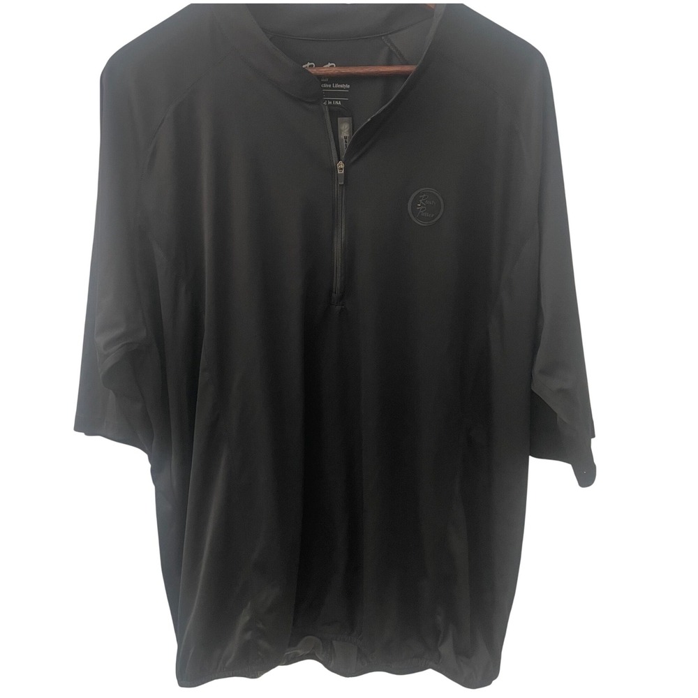 Rusty Putter Golf Mens Large Black Windbreaker Quarter Zip Pullover UPF 50